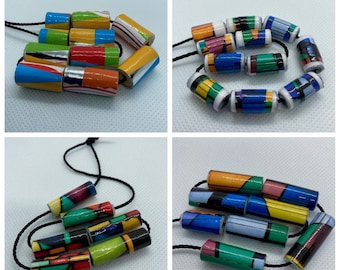 Papierperlen | Handgefertigt | lose Perlen | Schmuckherstellung | DIY | Handwerk Perlen | Gemischte Los Größen 23x11mm 17x9mm 26x9mm