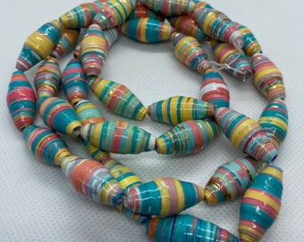 Paper Beads | Handmade | loose beads | Jewelry Making | DIY | Craft beads | Lot of 12 Size 26x11mm