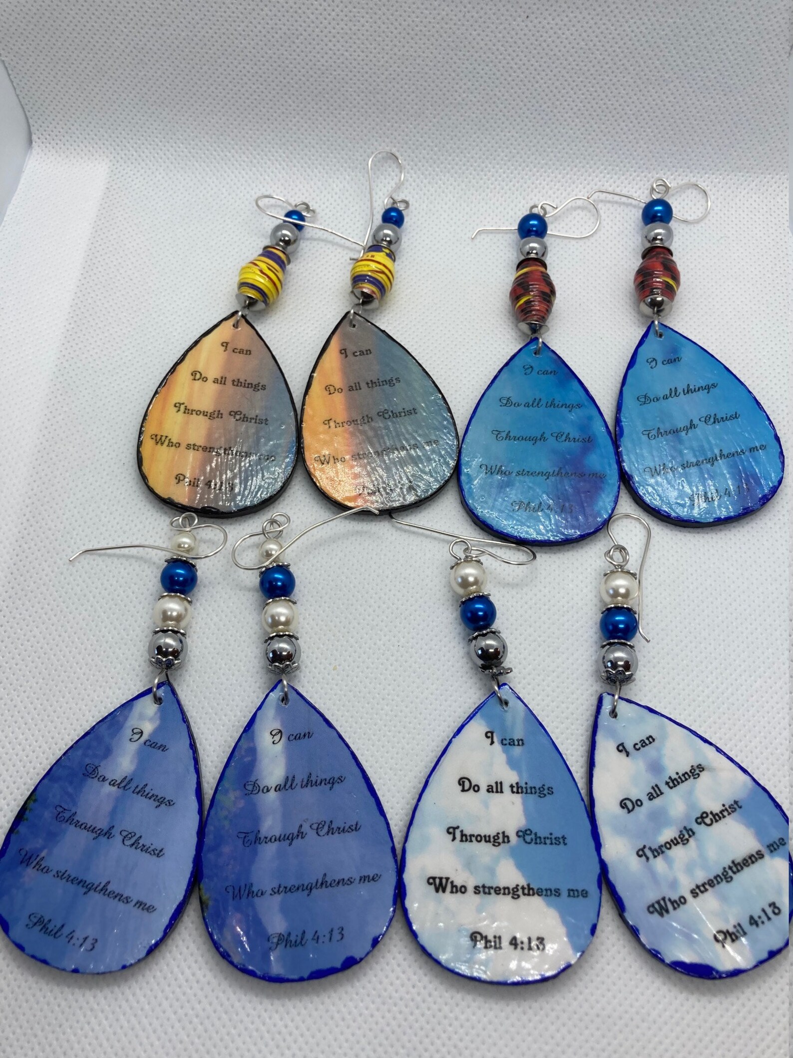 Bible Scripture Beaded Dangle Earrings I Can Do All Things Through