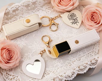 Gepersonaliseerde lippenstifthouder – vegan leren make-uporganizer met monogram