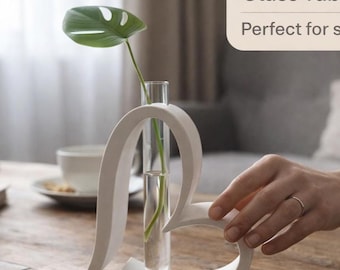 Jarrón con forma de corazón con tubo de ensayo de cristal, jarrón individual para una sola flor, regalo del Día de la Madre para mamá.