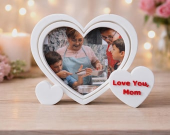 Marco de fotos personalizado con forma de corazón, marco de fotos personalizado impreso en 3D, recuerdo independiente con plantilla de corte.