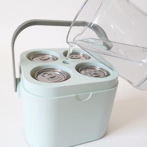 Nevera portátil para 4 latas con capacidad de congelación / Mini enfriador de bebidas portátil imagen 3