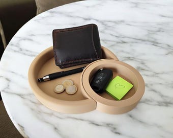 Bandeja multiusos moderna con forma de media luna / Organizador de tocador y joyas de dos piezas