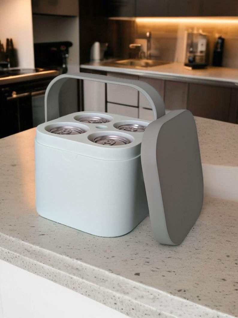 Nevera portátil para 4 latas con capacidad de congelación / Mini enfriador de bebidas portátil imagen 5