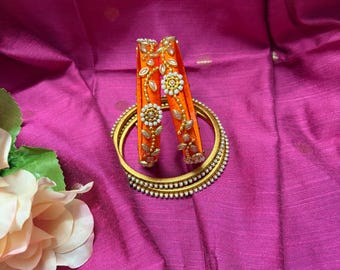 Saffron Glow Silkthread Bangles