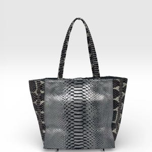 Grey Python Shoulder Bags | Handmade Exotic Handbags | Luxury Purse for Women