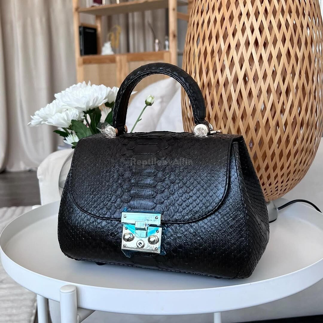 Barfield Collection Python Handbag Black Python Top Handle Bag | Handmade Exotic Handbags | Luxury Purse ...