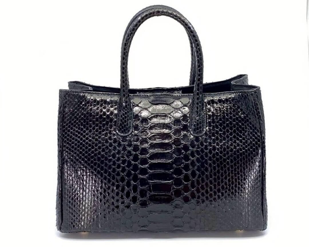 Barfield Collection Python Handbag Black Python Top Handle Bag | Handmade Exotic Handbags | Luxury Purse ...