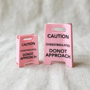 Caution Overstimulated Hair Claw Clip, Wet Floor Sign Hair Accessory, Quirky Introvert Statement Clip, Mental Health Humor Gift, Set of 2