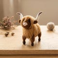Needle Felted Highland Cow, DIY Craft Kit or Finished Figurine, Cottagecore Wool Animal Sculpture, Farmhouse Decor, Cow Lover Gift