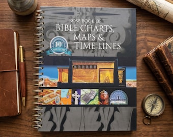 Livre Rose de cartes, tableaux et chronologies bibliques | Édition du 10e anniversaire | Ouvrage de référence à reliure spirale pour l'étude biblique et le ministère de l'école du dimanche