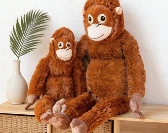 Viral Punch Monkey Plush, Giant Orangutan Stuffed Animal, Emotional Support Djungelskog Plushie, Cute Ape Hugging Toy, Trendy Gift for Her