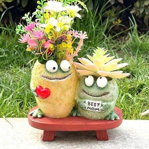 Frosch-Harz-Blumentopf, niedlicher schrulliger Sukkulenten-Topf, lustige Gartendekoration, einzigartiges Geschenk für Pflanzenliebhaber