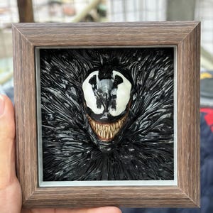 Spider-Man 3D-huvudskulptur, Spider-Man-figur, Venom-figur, Venom 3D-fotoram som kreativ present, skrivbordsdekoration, födelsedagspresent. bild 4