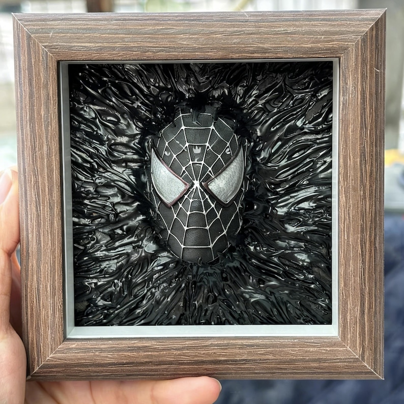 Spider-Man 3D-huvudskulptur, Spider-Man-figur, Venom-figur, Venom 3D-fotoram som kreativ present, skrivbordsdekoration, födelsedagspresent. A2