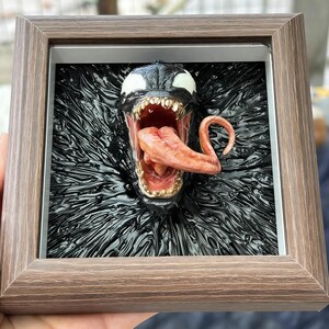 Spider-Man 3D-huvudskulptur, Spider-Man-figur, Venom-figur, Venom 3D-fotoram som kreativ present, skrivbordsdekoration, födelsedagspresent. A4