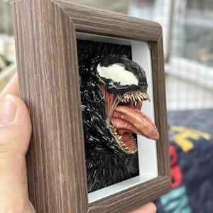 Spider-Man 3D-huvudskulptur, Spider-Man-figur, Venom-figur, Venom 3D-fotoram som kreativ present, skrivbordsdekoration, födelsedagspresent. bild 8