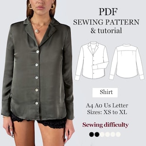 Klassisches Button-Up Shirt Schnittmuster | Seidenbluse PDF (XS - XL)