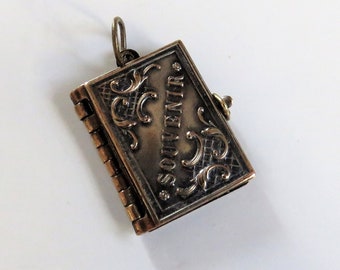 Antique French Photo Book Pendant London, Miniature Photo Book Souvenir