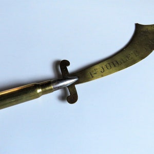 WWI Trench Art Knife, Dated 1er Juillet 1916, Somme Battle Souvenir, Brass Shell Art, Handmade Soldier Keepsake