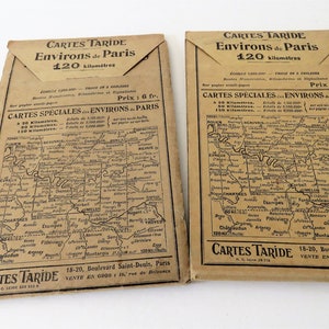 Antique French Carte Routière TARIDE Environ de Paris 120Km, Paris Map