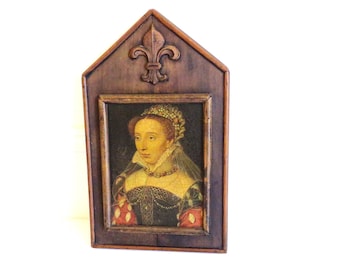 Antique French Picture Diane De France, Wooden Framed Picture, Vintage French Art