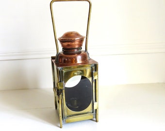 Antique French Railway Lantern, Industrial Decor by Dehail & Grenier Paris, French Antique Lamp
