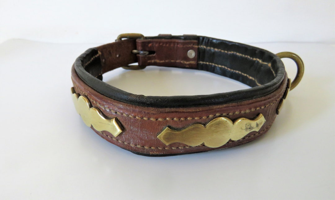 Vintage French Leather Brass Dog Collar Vintage Dog Collar Etsy