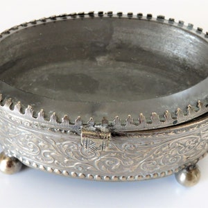 Stunning Antique French Ormolu Ornate Gilt Metal & Glass Trinket Ring Box, Antique French Trinket Box