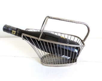 Vintage French Wine Pourer, Vintage Silver Plater Wine Basket, Vintage Wine Caddy