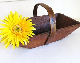 Vintage French Hand Crafted Wooden Garden Trug, Garden Trug