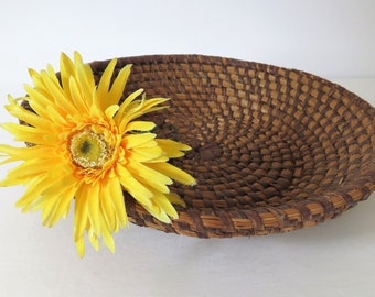 Antique French Rye Coiled Basket, Home Decor