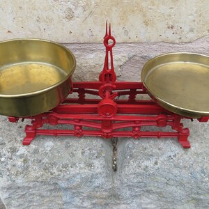 Antique Mars Wage Cast Iron Balance Scale | Vintage Kitchen Scale with Brass Bowls