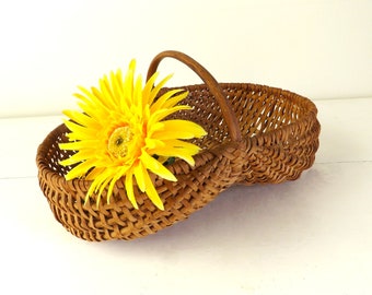 Vintage French Small Gathering Basket, French Basket, French Collecting Basket