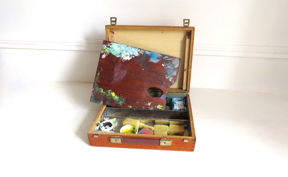 Boîte De Peintre Ancienne En Bois - Artisanale - Sans Palette - UK