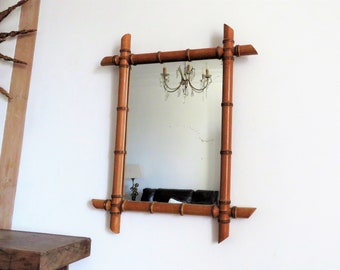 Antique French Faux Bamboo Wall Mirror, Antique French Mirror, Chinoiserie Mirror