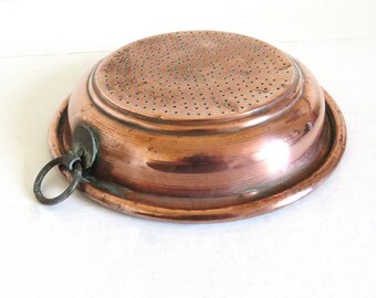 Antique French Copper Strainer, Antique Copper Strainer