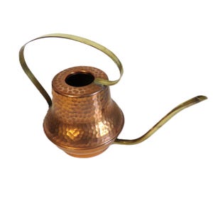 Vintage French Copper Watering Can – Brass Handle – Mid-Century Garden Decor – Indoor Plant Waterer