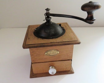 Larger Antique French Coffee Grinder, Antique French Coffee Mill, Antique Peugeot Freres Coffee Mill