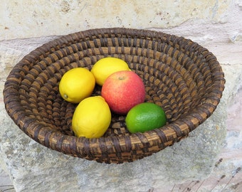 Antique French Rye Coiled Basket, Rye Coiled Basket, Bread Proving Basket