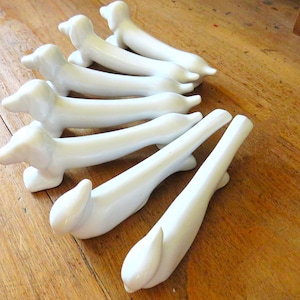 Vintage French 6 Animal Knife Rests, White Porcelain Knife Rests, French Knife Rests x 6, French Knife Rests