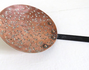 Antique French Copper Strainer, Antique Long Handled Strainer