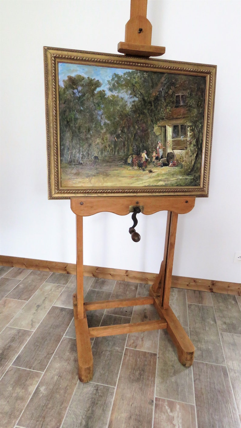 Antique French Large Easel Chevalet Oak Adjustable Studio Etsy