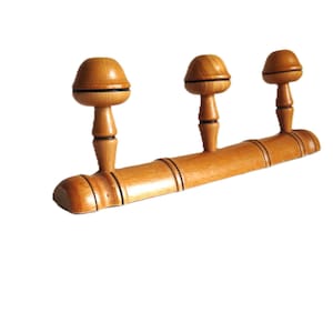Vintage French Coat Rack, Vintage French Peg Rack, Faux Bamboo 3 Peg Rack, Wood Hat Peg Rack, Faux Bamboo Coat Rack