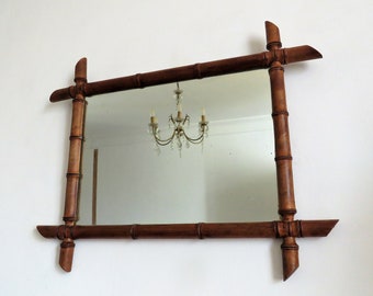 Antique French Faux Bamboo Wall Mirror, Antique French Mirror