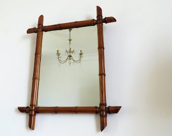 Antique French Faux Bamboo Wall Mirror, Antique French Mirror