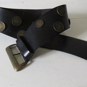 Vintage Italian Leather Belt, Vintage Coin Belt, Italian Leather Belt