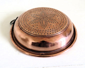 Antique French Copper Strainer, Antique Copper Strainer