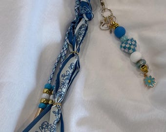 Llavero con forma de cisne azul para bolso, accesorio de bolso con cuentas de estilo cottagecore